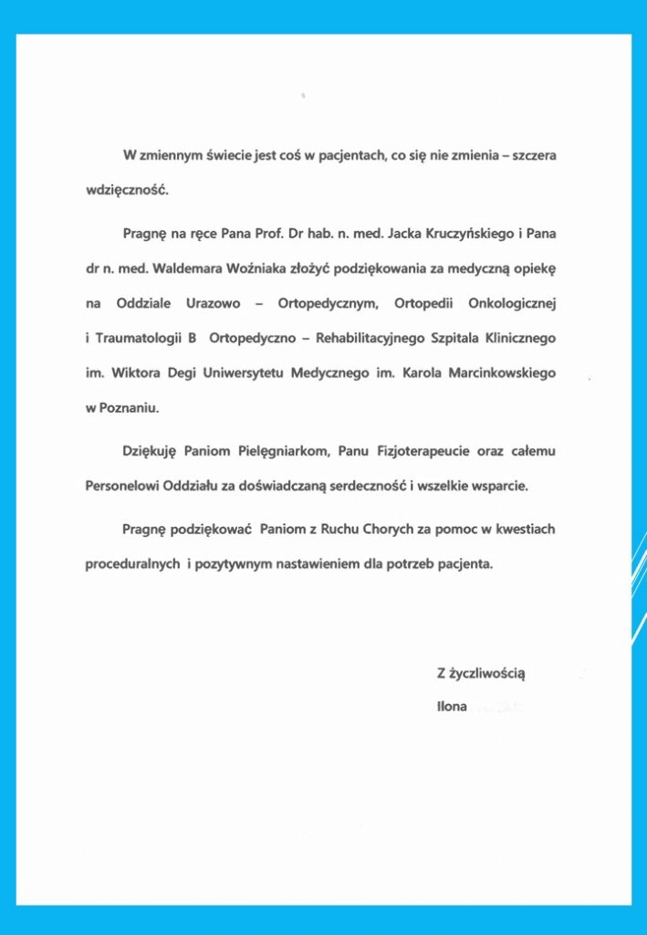 podziękowania od pacjentów