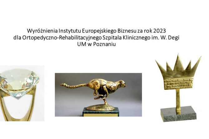 Ortopedyczno-Rehabilitacyjny Szpital Kliniczny im. Wiktora Degi Uniwersytetu Medycznego im. Karola Marcinkowskiego w Poznaniu z trzema prestiżowymi wyróżnieniami Instytutu Europejskiego Biznesu za rok 2023