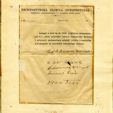 Akt Założycielski Polskiego Towarzystwa Ortopedycznego