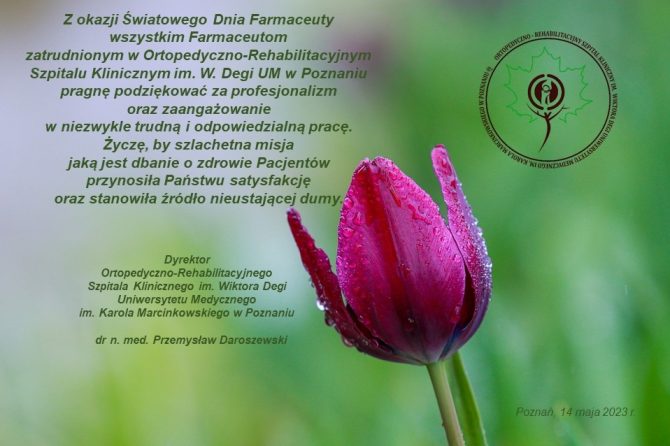 14 maja 2023 – Światowy Dzień Farmaceuty