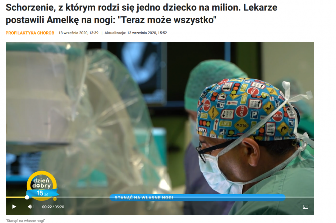 Schorzenie, z którym rodzi się jedno dziecko na milion. Lekarze postawili Amelkę na nogi: „Teraz może wszystko”