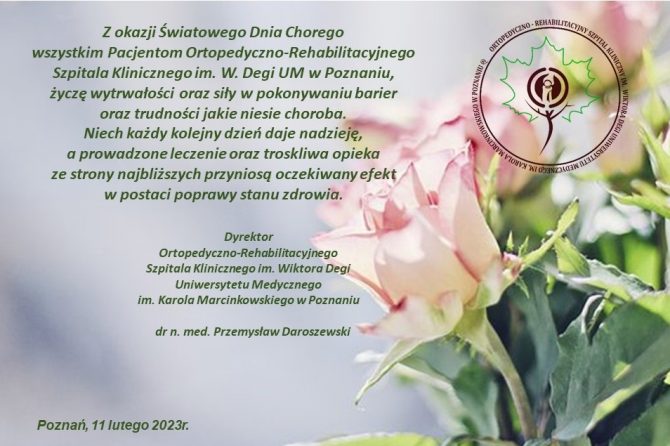 11 lutego 2023 – Światowy Dzień Chorego