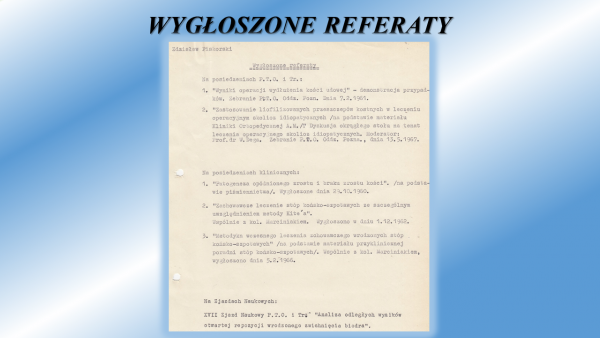 prezentacja poświęcona dr n. med. Zdzisławowi Piskorskiemu